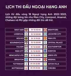 ảnh chụp màn hình lich bong da ngoai hang anh hom nay