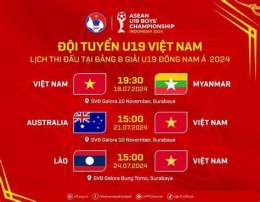 ảnh chụp màn hình lịch thi đấu bóng đá u19 đông nam á
