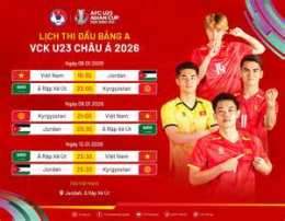 ảnh chụp màn hình lịch thi đấu bóng đá việt nam hôm nay u23