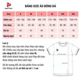 bảng size áo bóng đá