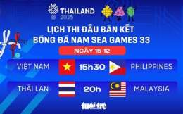giao diện app bán kết 2 bóng đá nam sea games 33