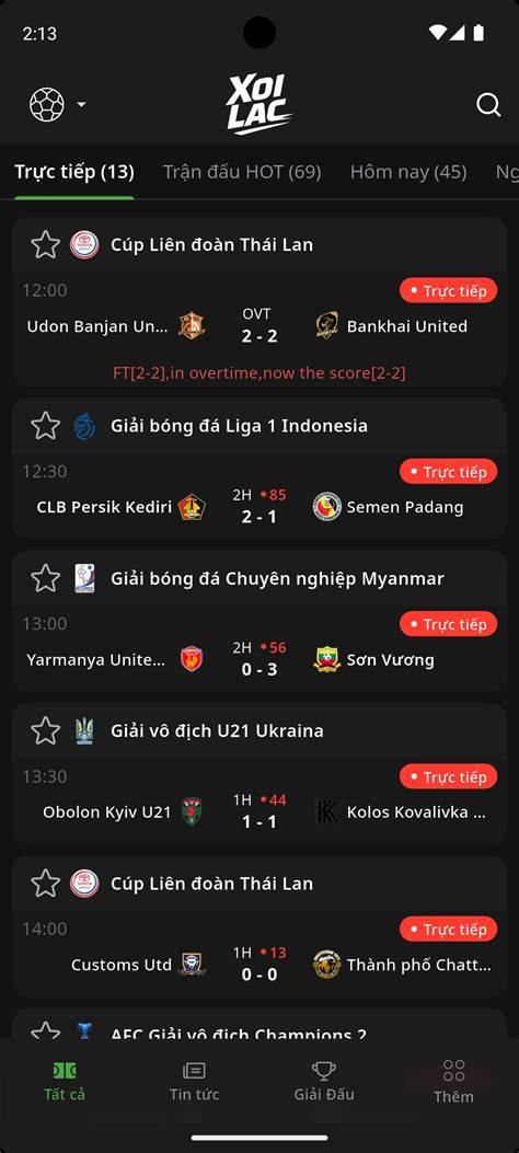 giao diện app lac xoi bong da
