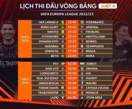 giao diện app lịch bóng đá europa league