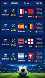 giao diện app lịch thi đấu bóng đá tứ kết world cup