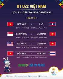 giao diện app lịch thi đấu bóng đá u22 sea games