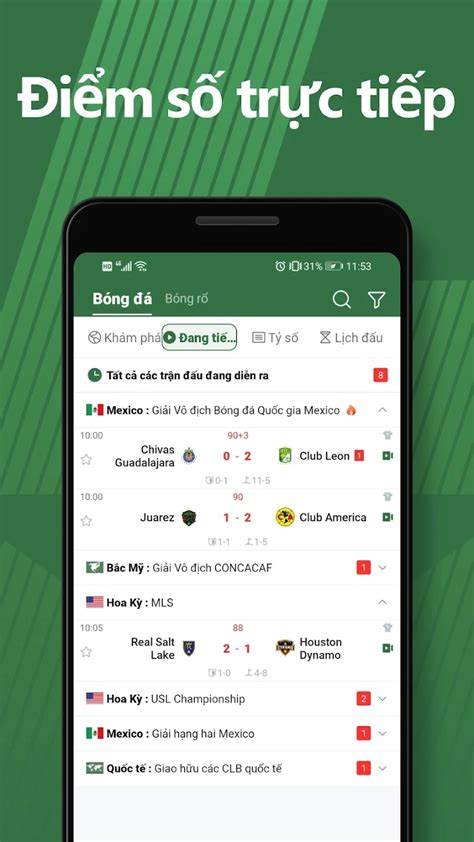 giao diện app tỉ số bóng đá anh