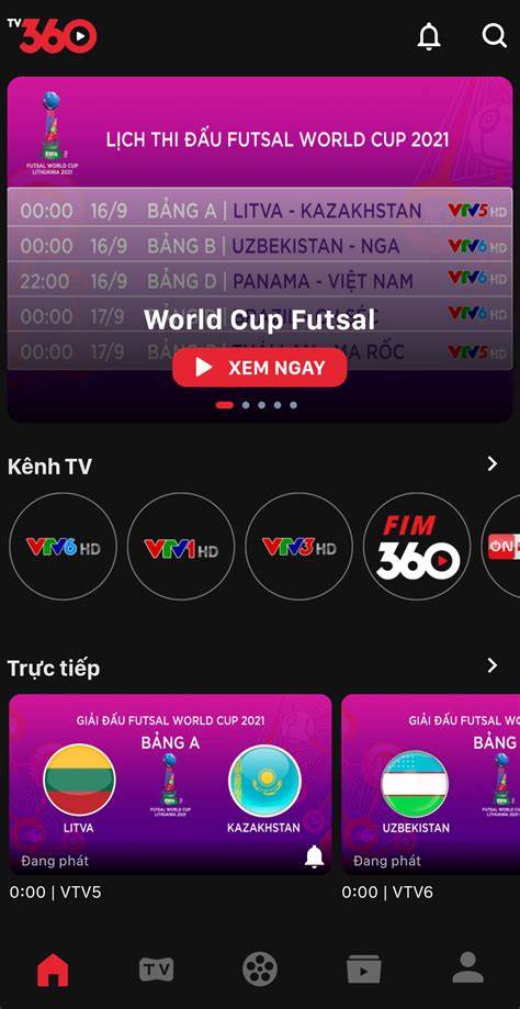 giao diện app tv360 bóng đá