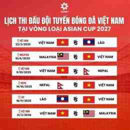 lịch đá bóng việt nam asian cup